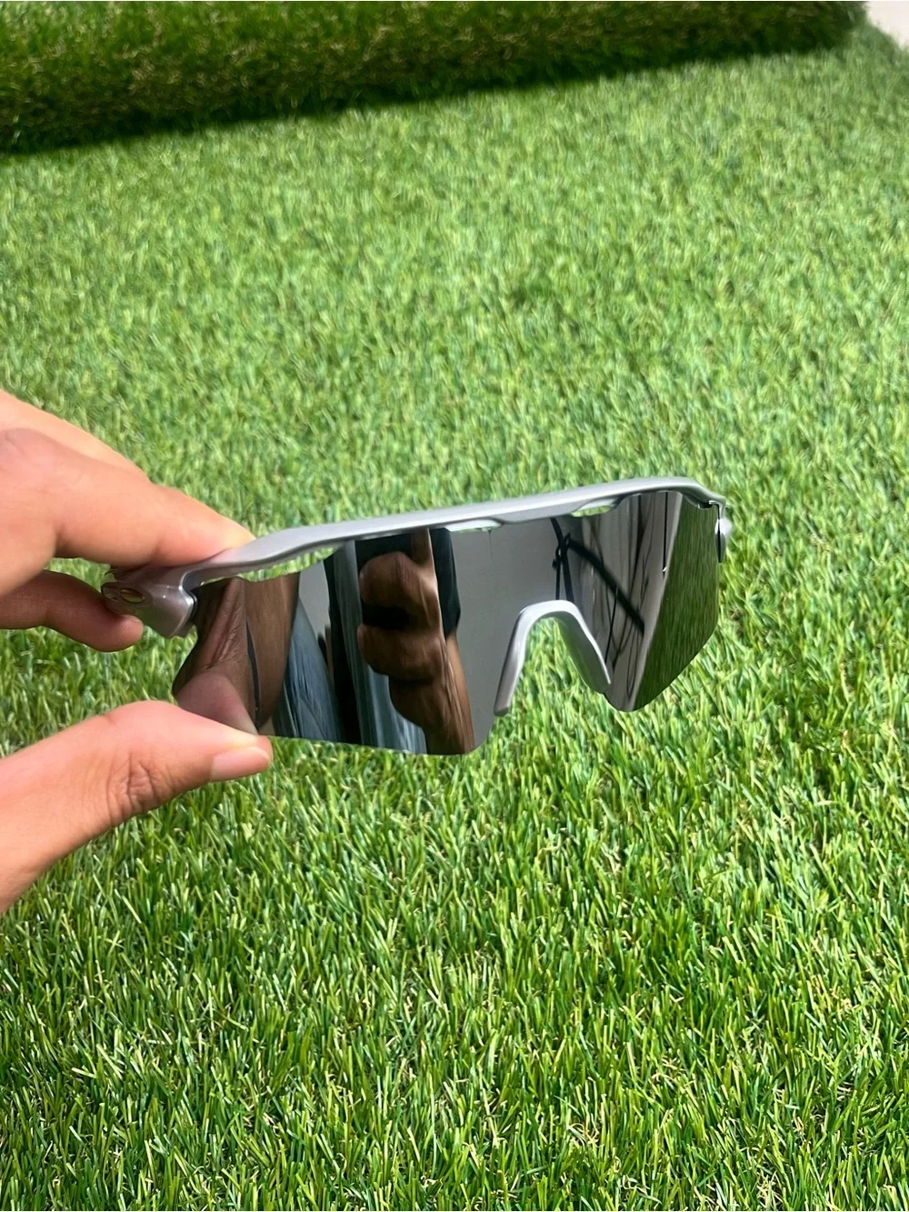 Sport Shield Sunglasses with Mirrored Silver Lens